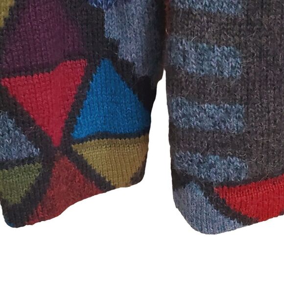 Tabask ALPACA Sweater Cardigan Small Colorful Aztec Southwestern Geometric #37 - Picture 3 of 7